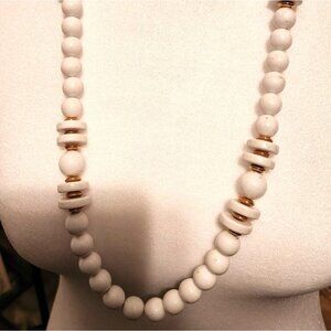 Beaded Necklace White Gold tone neutral statement career office womens jewelry